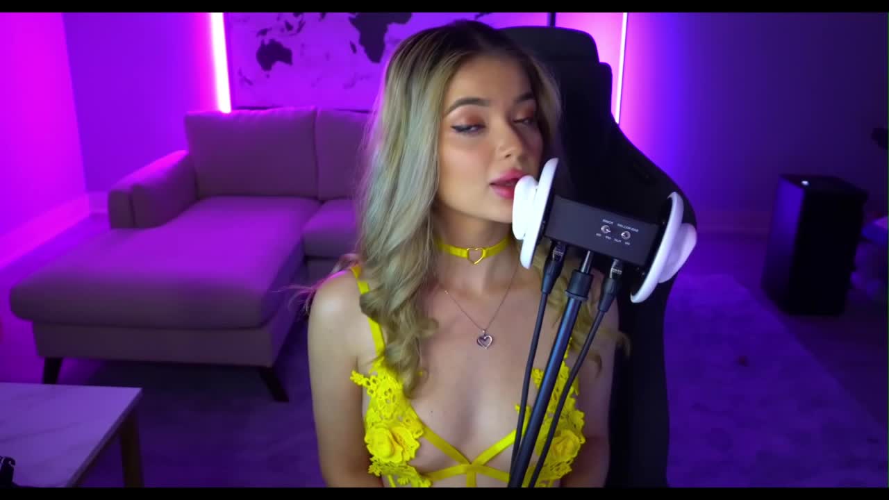 Mimi_fun - Ear Licking in Yellow Lingerie - ASMR Porn Video & Massage XXX | Fullthot