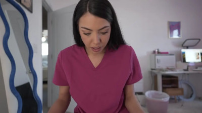 Rectal exam check-up with a young nurse