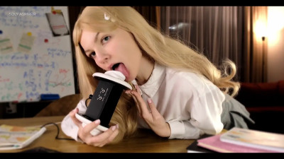 Blonde schoolgirl giving you a silent cock treatment