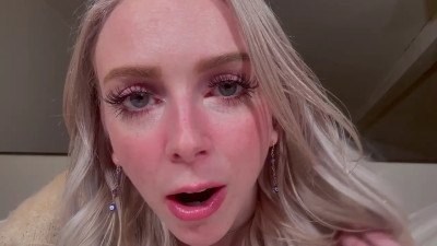 Petite blonde cheering you up with blowjob