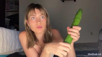 Sucking long cucumber erotic ASMR