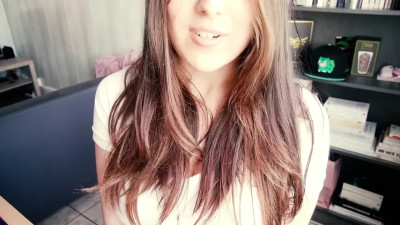 Busty brunette helping you cum along with her