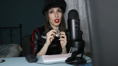 Italian cop showing you her lingerie at interrogation