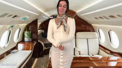 Flight attendant sexual roleplay with lingerie