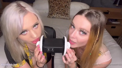 Girl-on-girl binaural ASMR (loud sounds)