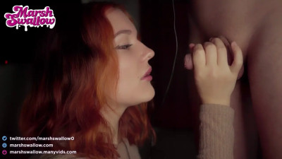 Horny redhead’s ASMR moaning and blowjob