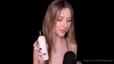 Hot brunette playing with cum lube