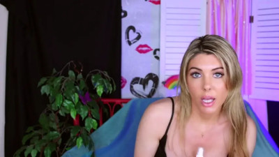 Massaging tits with some spray and whispering