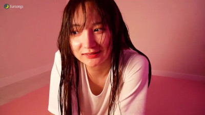 Touching breast through wet shirt and kissing