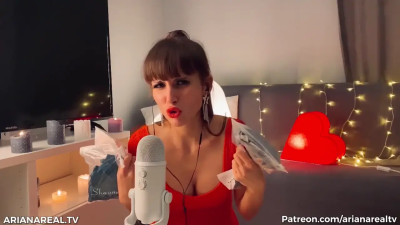 Sexy underwear try-on in front of the microphone