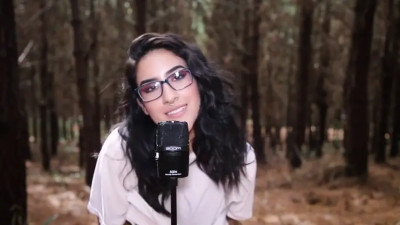 Horny naked whispering in the forest