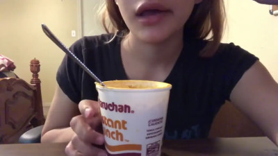 Taking off bra and panties after eating instant noodles