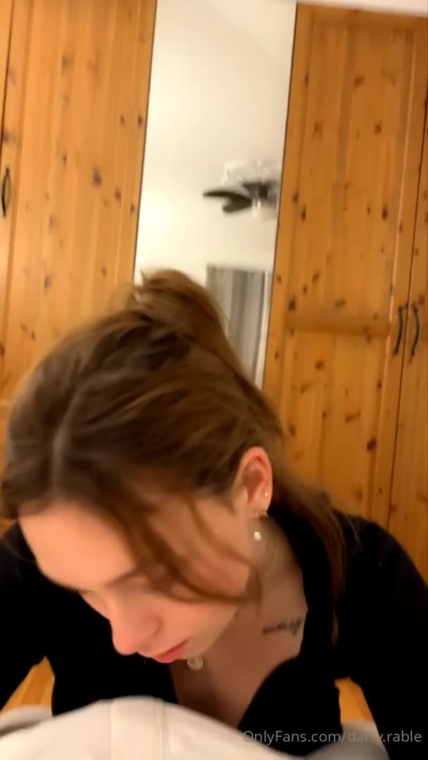 Daisy Rable Gives Her Boyfriend A Blowjob - Blowjob, Teen, Petite, Gagging, Brunette, Brunette Blowjob