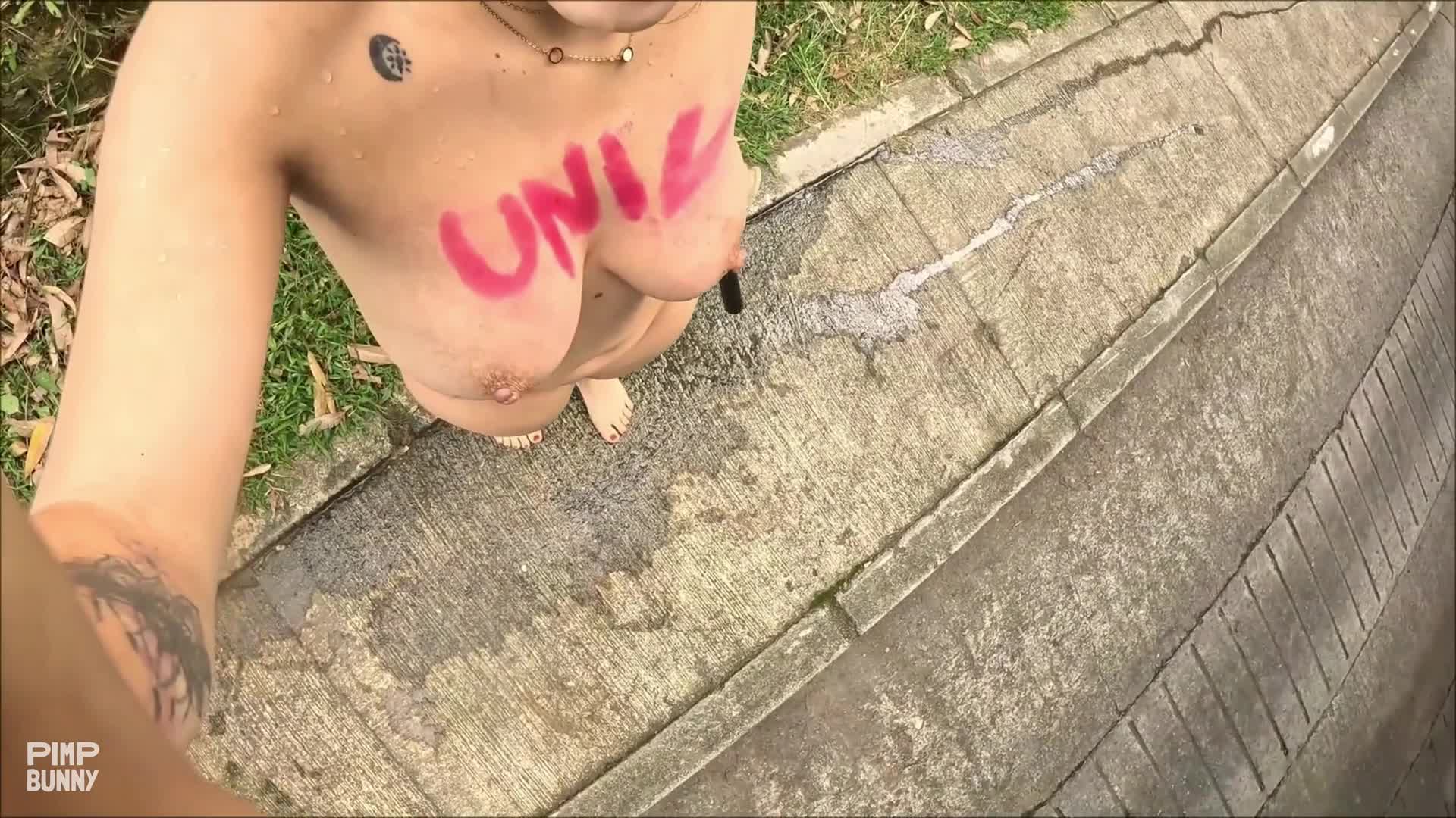 Walking Naked Down The Street - 4K, Outdoor, Fetish, Seduction, Sexy Nude, Latina, Colombian, Exhibitionism, Tattoos, Nose Piercing, Public, Street, Dildo, Nude, Teasing, Ass, Recording, Boobs, Dress, Lingerie, Dildo Squirt, Pierced Body