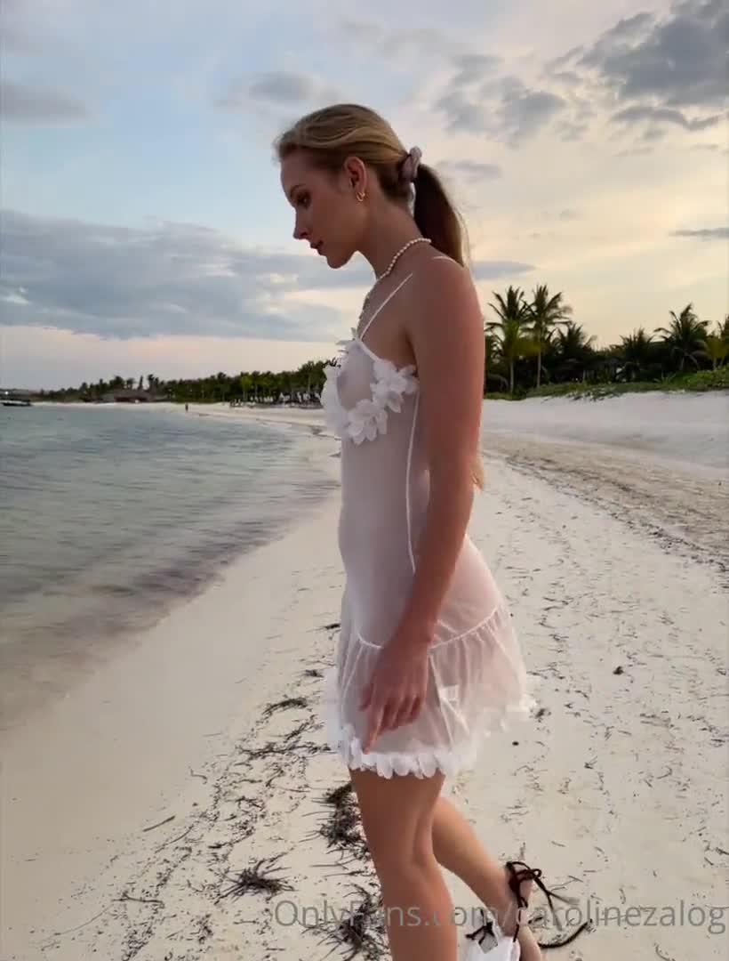 Caroline Zalog Tits Wet Sheer Lingerie Pov