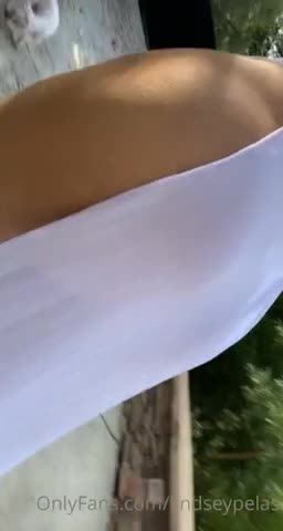 Lindsey Pelas White Transparent Dress Tease