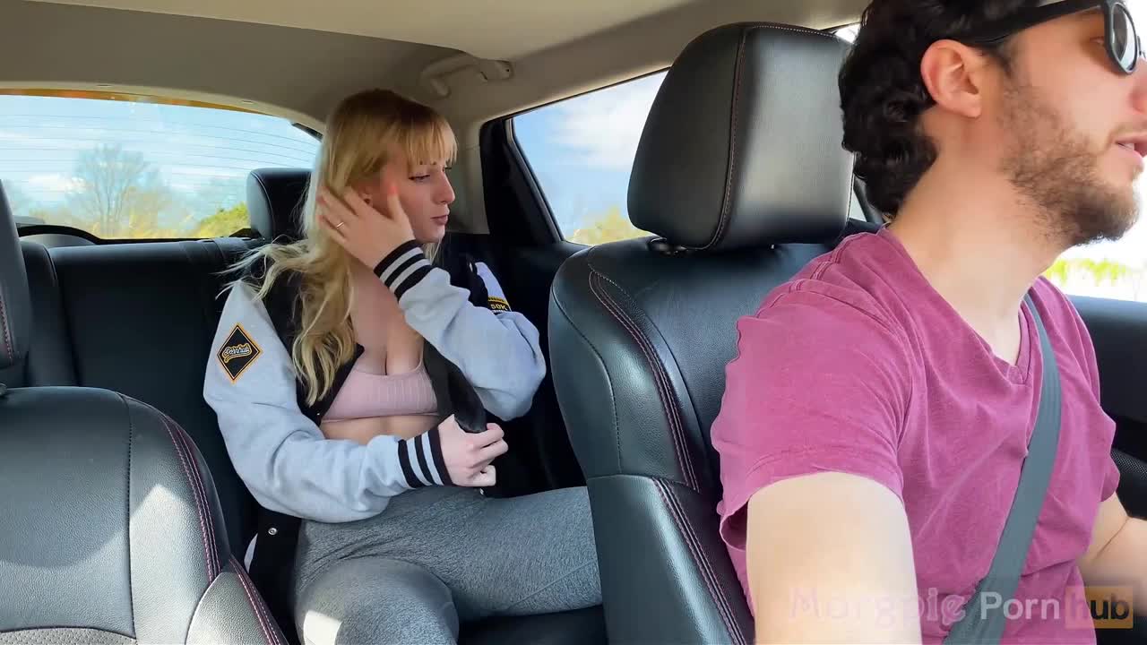 Morgpie - Teen Caught Masturbating in Uber and Gives Sloppy Handjob Blowjob