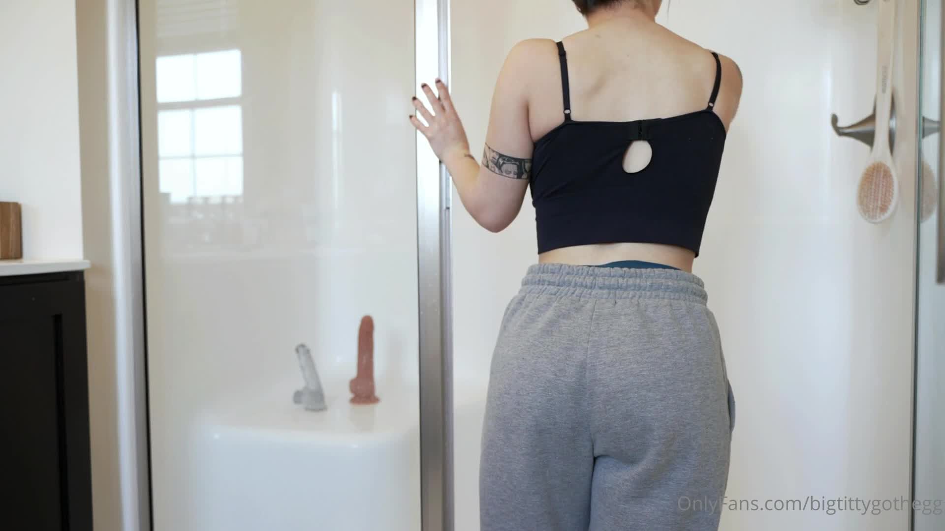 BigTittyGothEgg Gets Off Before Shower - Big Boobs - Masturbation - Goth Solo