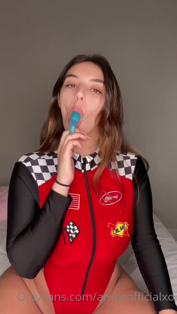 AmbsOfficialXO Masturbates In Her Racer Outfit - Big Boobs - Masturbation - Big Tits - Natural Big Tits - Boobs - Busty - Arabic - Busty Masturbation