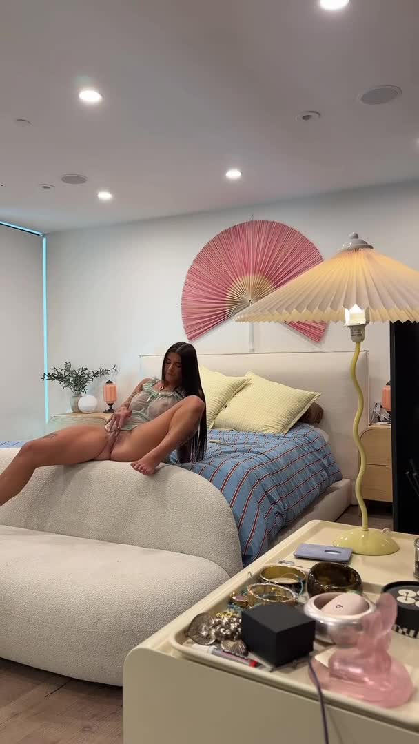 Ari Kytsya Enjoys A Dildo And Vibrator - Masturbation - Solo Girl - Sex Toy - Bedroom - OnlyFans - OnlyFans Model - Smiling