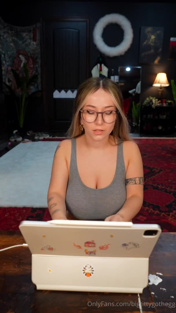 BigTittyGothEgg's Horny Roommate Sex Fantasy - Masturbation - Tattoos - Glasses - OnlyFans - Solo - Dildo - Sex Toy - Moaning - Dildo Riding - Vertical Video
