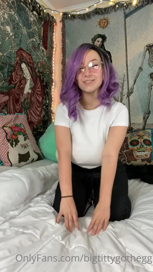 BigTittyGothEgg Strips Then Fingers Herself - Masturbation - Big Boobs - Goth Solo