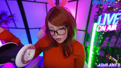 Velma from Scooby-Doo playing with dildo