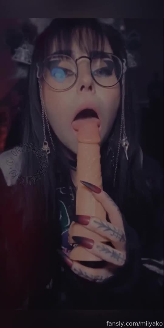 Goth Chick Miikayo Sucks and Fucks Her Dildo