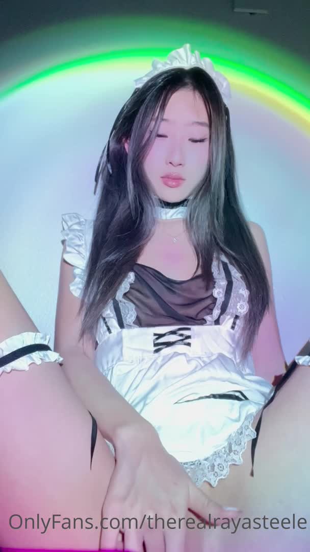 Aeries Steele Masturbates In A Maid Costume - Masturbation - Pussy Rubbing - Costume - Maid - Vibrator - Fingering - Orgasm - Pretty Pistachio - Finishing - Asian Orgasm